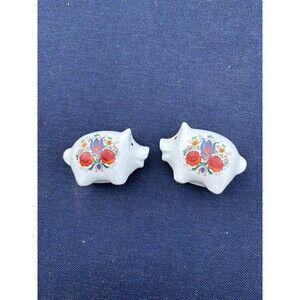 Vintage Reutter Germany Salt & Pepper Pig Shakers Labeled Figurines Figure Set